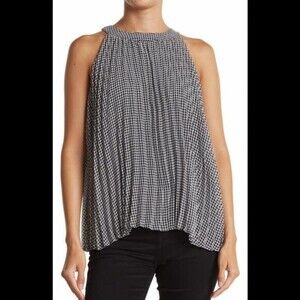 Catherine Malandrino Pleated Gingham Sleeveless Blouse Lined Size S New